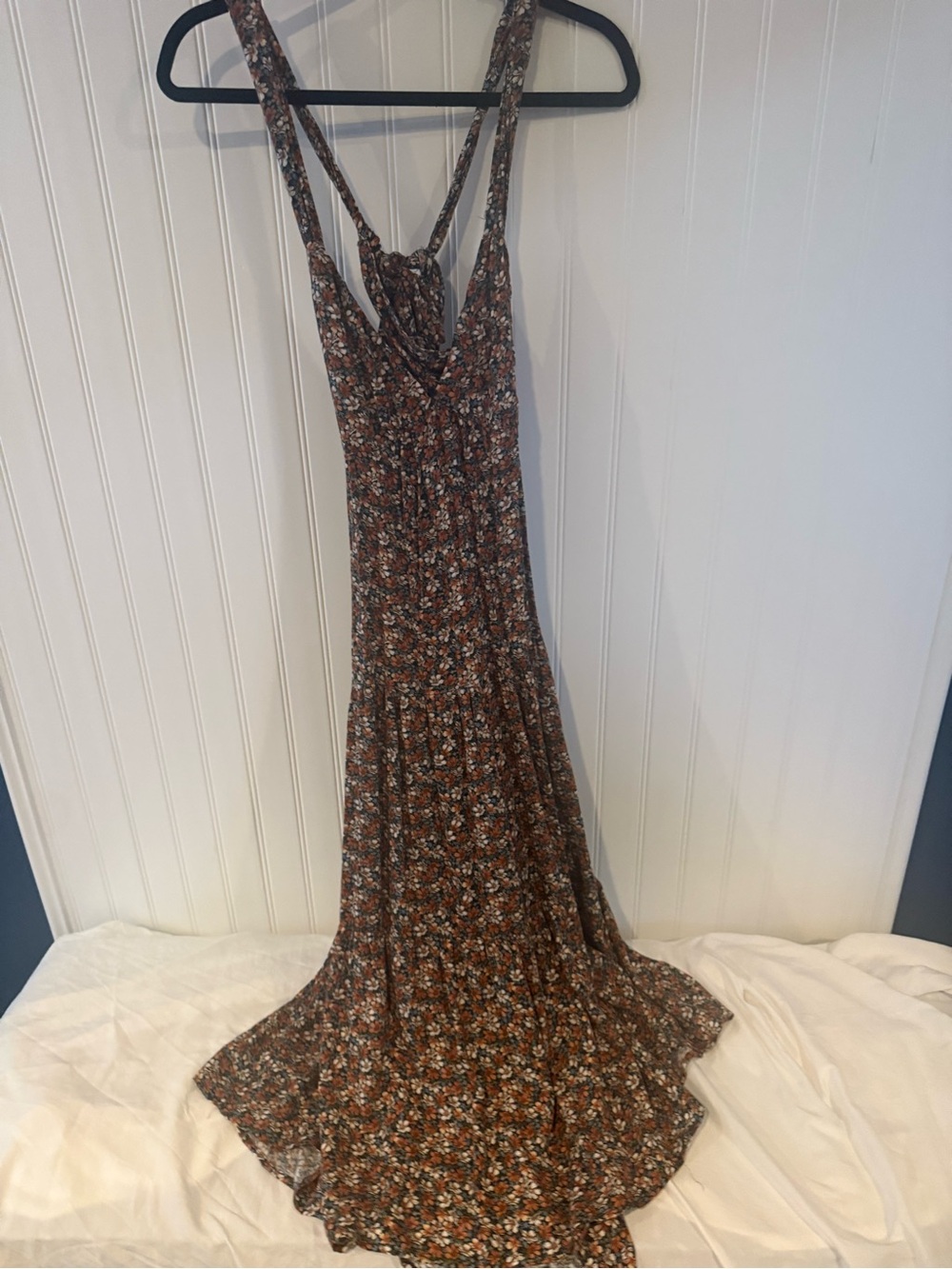 Women's Brown Floral Maxi Dress - Lightweight Summer/Fall Sundress